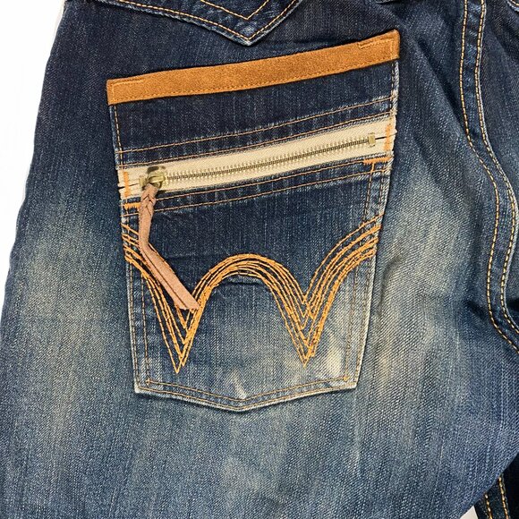 Vintage Edwin Xu Relaxed Fit Distressed Rust Wash Jeans men's size 36x31 - Picture 9 of 12